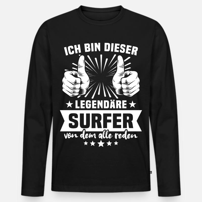 Surfer Legende - Männer Premium Bio Langarmshirt - Schwarz