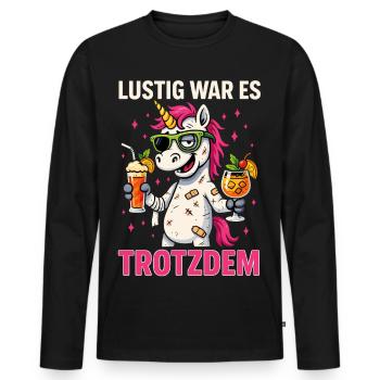 C’était quand même une fête de licorne drôle - T-shirt manches longues Premium bio Homme - noir - Devant - Nico (187cm)