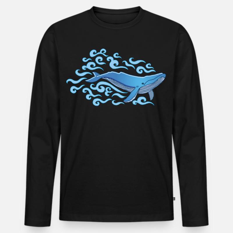 Der Blauwal - Männer Premium Bio Langarmshirt - Schwarz
