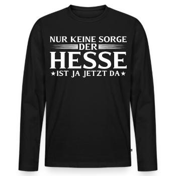 La Hesse est ici maintenant - dialecte hessois - T-shirt manches longues Premium bio Homme - noir - Devant - Nico (187cm)