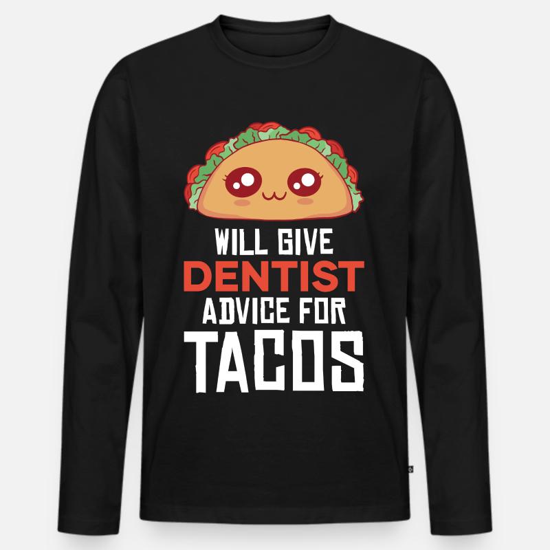 Kuscheltaco mit Zahnarztwitz - Männer Premium Bio Langarmshirt - Schwarz