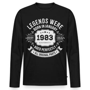 Millésime 1983 Anniversaire 1983 Limited Edition - T-shirt manches longues Premium bio Homme - noir - Devant - Nico (187cm)