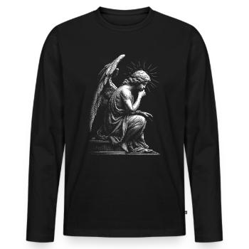 Angel Silhouette Engraving - Men's Premium Organic Long Sleeve Shirt - black - Front - Nico (187cm)