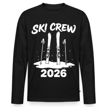 SKI CREW Winterurlaub und Apres Ski Outfit - Männer Premium Bio Langarmshirt - Schwarz - Vorne - Nico (187cm)