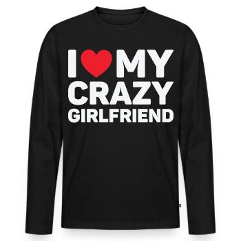 Ich liebe das Valentinstagsgeschenk meiner verrückten Freundin - Männer Premium Bio Langarmshirt - Schwarz - Vorne - Nico (187cm)