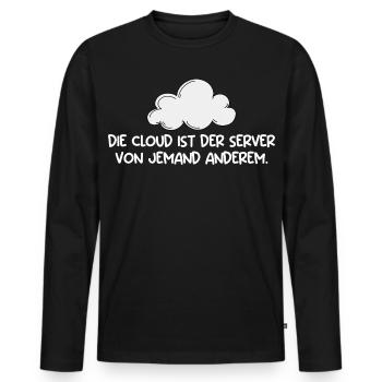 Technischer Support DIE CLOUD IST DER SERVER - Männer Premium Bio Langarmshirt - Schwarz - Vorne - Nico (187cm)