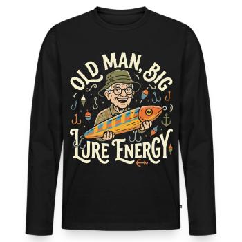 Old Man Big Lure Energy Funny Angler Grandpa - Men's Premium Organic Long Sleeve Shirt - black - Front - Nico (187cm)