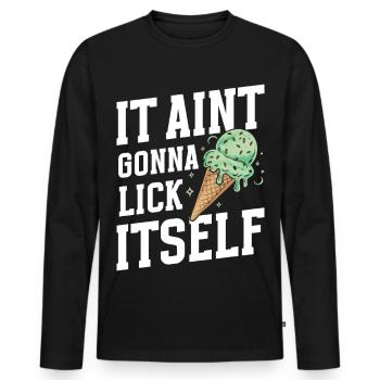  Mint Chocolate Chip Waffle Cone Dessert Italian - Men's Premium Organic Long Sleeve Shirt - black - Front - Nico (187cm)