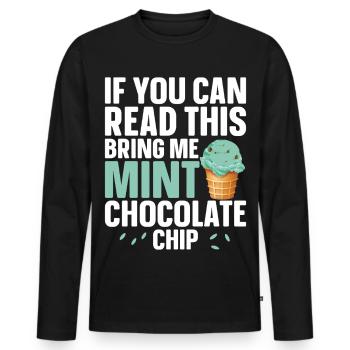Dessert Mint Cream Lover Chocolat frais à la menthe - T-shirt manches longues Premium bio Homme - noir - Devant - Nico (187cm)