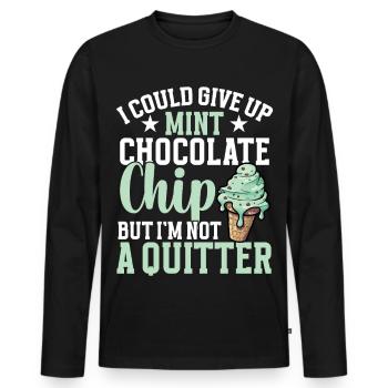 Minz-Schokoladen-Chip-Kugel-Sahne-Geschmack Minze - Männer Premium Bio Langarmshirt - Schwarz - Vorne - Nico (187cm)