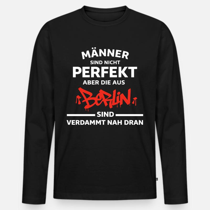 Männer aus Berlin Spruch - Männer Premium Bio Langarmshirt - Schwarz