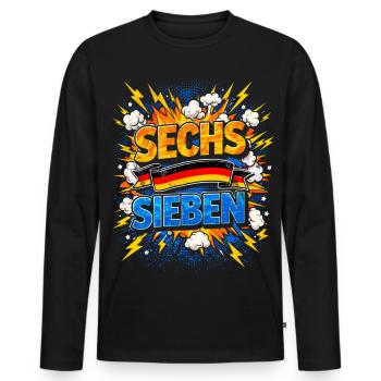 SECHS SIEBEN Deutschland Fan Comic - Männer Premium Bio Langarmshirt - Schwarz - Vorne - Nico (187cm)