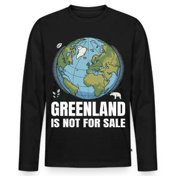 Le Groenland n’est pas à vendre - T-shirt manches longues Premium bio Homme - noir - Devant - Nico (187cm)
