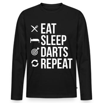 Eat Sleep Darts Repeat - T-shirt manches longues Premium bio Homme - noir - Devant - Nico (187cm)