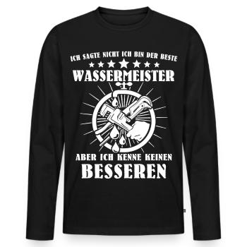 Water Master Sayings - Men's Premium Organic Long Sleeve Shirt - black - Front - Nico (187cm)
