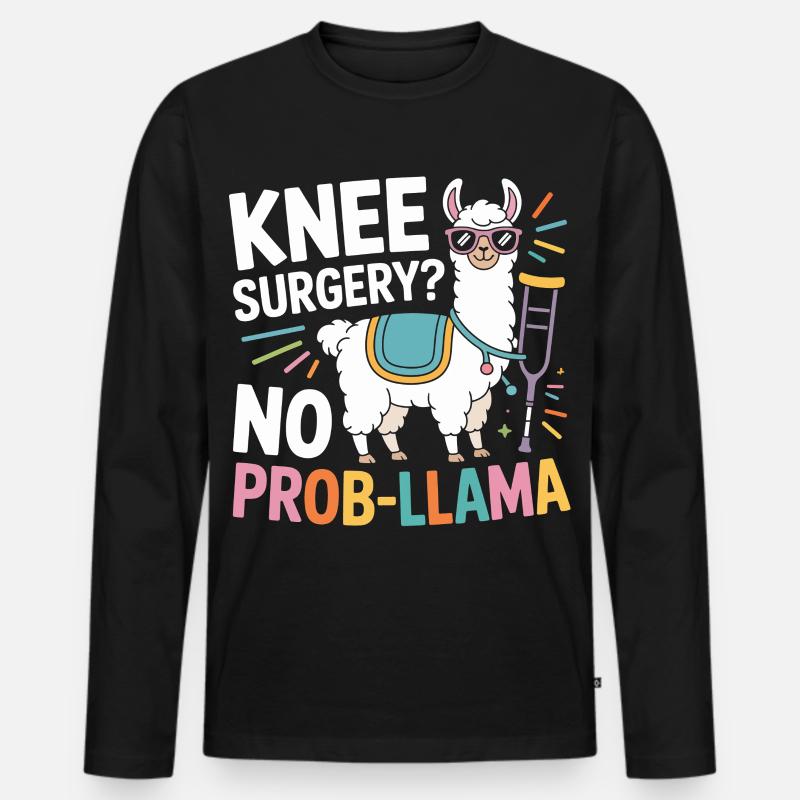 Knee Surgery? No Prob Lama - Männer Premium Bio Langarmshirt - Schwarz