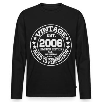 2006 Vintage Retro Birthday Gift - Men's Premium Organic Long Sleeve Shirt - black - Front - Nico (187cm)