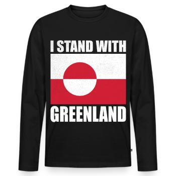 Je soutiens que le Groenland n’est pas à vendre - T-shirt manches longues Premium bio Homme - noir - Devant - Nico (187cm)