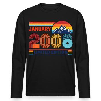 Édition limitée cadeau pour le 18e anniversaire 2008 - T-shirt manches longues Premium bio Homme - noir - Devant - Nico (187cm)