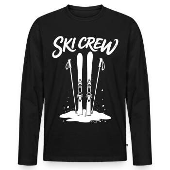 SKI CREW Winterurlaub und Apres Ski Outfit - Männer Premium Bio Langarmshirt - Schwarz - Vorne - Nico (187cm)