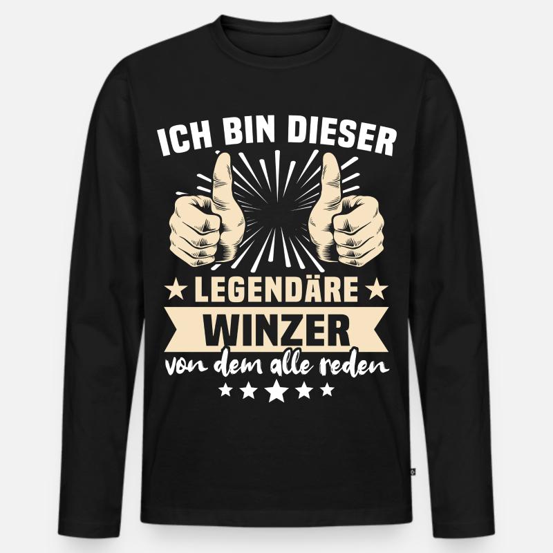 Winzer Sprüche - Männer Premium Bio Langarmshirt - Schwarz