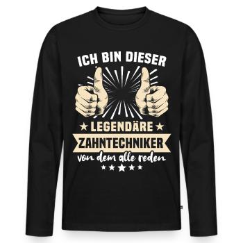 Dictons des techniciens dentaires - T-shirt manches longues Premium bio Homme - noir - Devant - Nico (187cm)