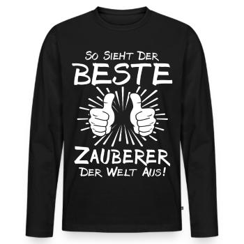 Best Wizard - Men's Premium Organic Long Sleeve Shirt - black - Front - Nico (187cm)