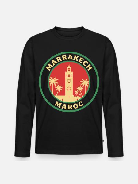 Marrakech Maroc Marocain Marocaine - T-shirt manches longues Premium bio Homme - noir