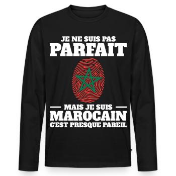 Je Suis Marocain Homme Maroc ADN - T-shirt manches longues Premium bio Homme - noir - Devant - Nico (187cm)