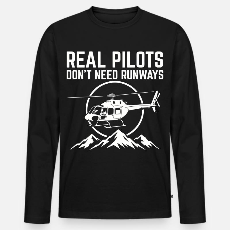 Hubschrauberpilot Helikopterpilot - Männer Premium Bio Langarmshirt - Schwarz