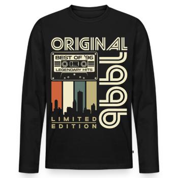 1996 Vintage Born 30th Birthday Gift - Men's Premium Organic Long Sleeve Shirt - black - Front - Nico (187cm)