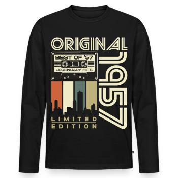 Original 1957 Vintage Retro Birthday Gift - Men's Premium Organic Long Sleeve Shirt - black - Front - Nico (187cm)