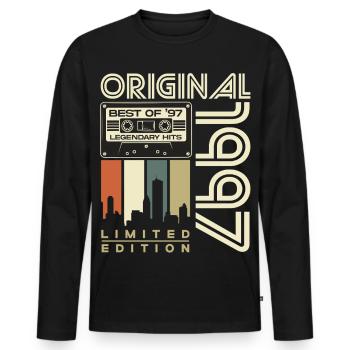 1997 Vintage Born Birthday Retro Gift - Men's Premium Organic Long Sleeve Shirt - black - Front - Nico (187cm)