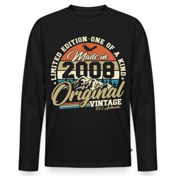 2008 Vintage 18th Birthday Retro Gift - Men's Premium Organic Long Sleeve Shirt - black - Front - Nico (187cm)