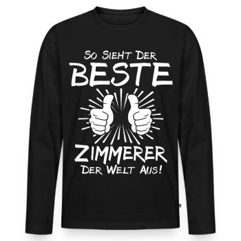Meilleur charpentier - T-shirt manches longues Premium bio Homme - noir - Devant - Nico (187cm)