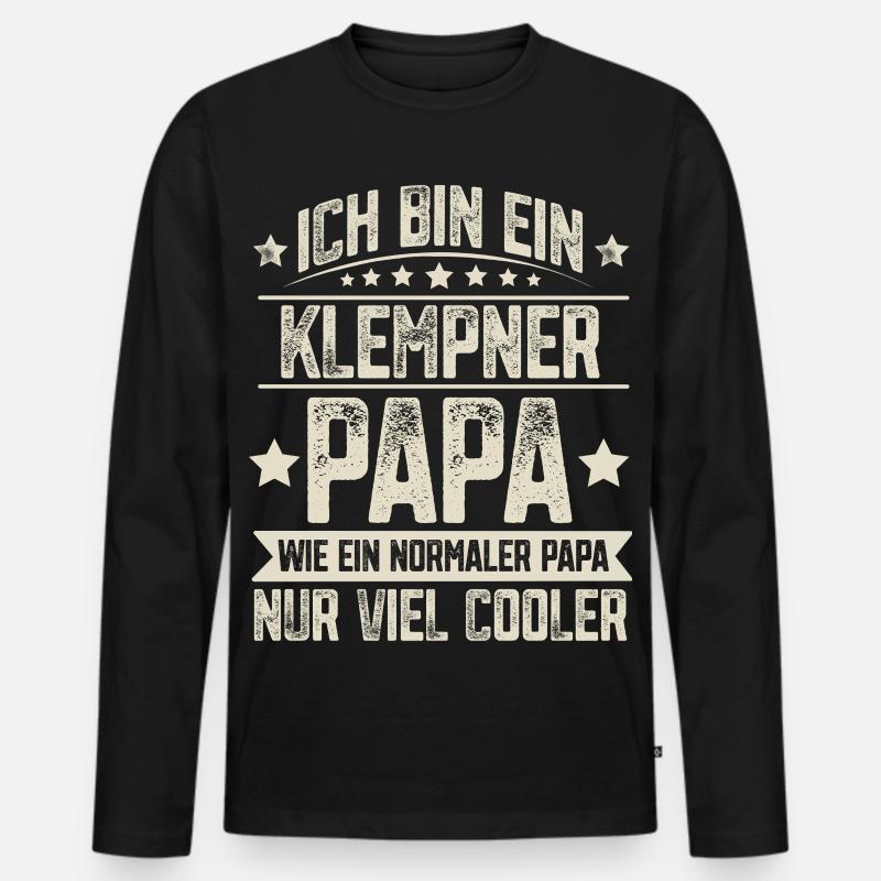 Klempner Papa - Männer Premium Bio Langarmshirt - Schwarz