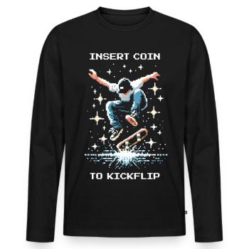 Insert Coin to Kickflip | Skate Trick - Men's Premium Organic Long Sleeve Shirt - black - Front - Nico (187cm)
