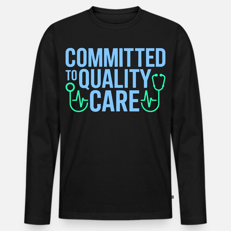 Nurse Practitioner Committed To Quality Nursing - Männer Premium Bio Langarmshirt - Schwarz