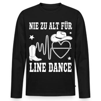 Never too old for line dancing - Men's Premium Organic Long Sleeve Shirt - black - Front - Nico (187cm)