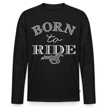 Né pour faire du T-shirt Reiter Reiterspruch - T-shirt manches longues Premium bio Homme - noir - Devant - Nico (187cm)