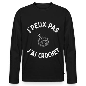 Ich kann nicht, ich häkele, Humor, Leidenschaft, häkeln. - Männer Premium Bio Langarmshirt - Schwarz - Vorne - Nico (187cm)