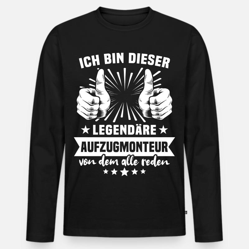 Aufzugmonteur Legende - Männer Premium Bio Langarmshirt - Schwarz