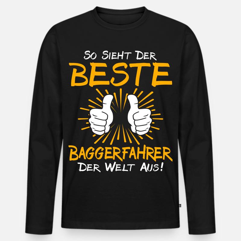 Baggerfahrer Geschenkidee - Männer Premium Bio Langarmshirt - Schwarz