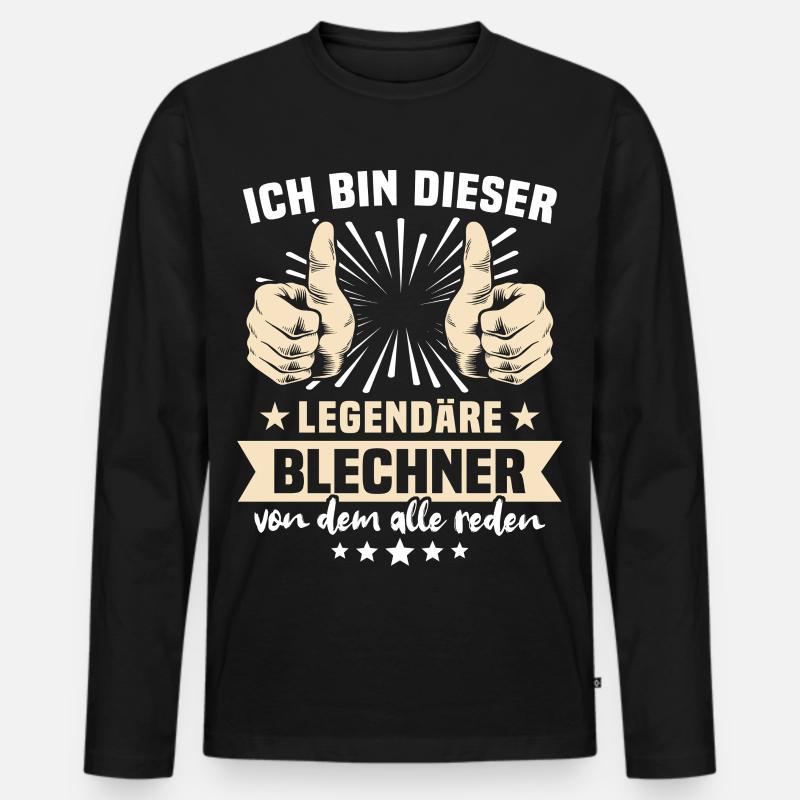 Blechner Sprüche - Männer Premium Bio Langarmshirt - Schwarz