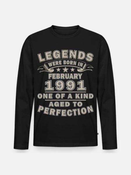 February 1991 Birthday Gift - Men's Premium Organic Long Sleeve Shirt - black