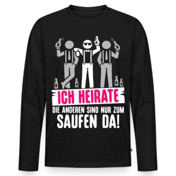 T-shirt du marié Enterrement de vie de garçon Garçons Enterrement de vie de garçon - T-shirt manches longues Premium bio Homme - noir - Devant - Nico (187cm)