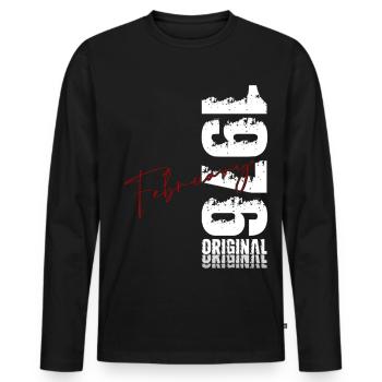 50th Birthday February 1976 Original Vintage - Men's Premium Organic Long Sleeve Shirt - black - Front - Nico (187cm)