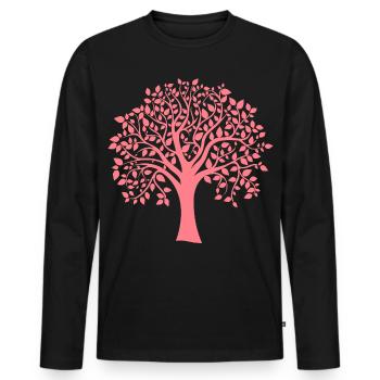 Silhouette icône d’arbre jumbo rouge imprimé - T-shirt manches longues Premium bio Homme - noir - Devant - Nico (187cm)