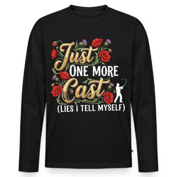 Encore un lancer de mensonges, je me dis en pêchant - T-shirt manches longues Premium bio Homme - noir - Devant - Nico (187cm)