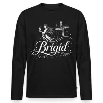 Imbolc Brigid & Flamme - Symbol & Kreuz - Männer Premium Bio Langarmshirt - Schwarz - Vorne - Nico (187cm)